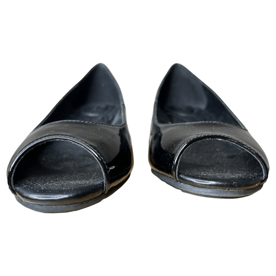 NEW Bandolino Women's Candra Peep Toe Wedge Nlack Patent Dress Pumps 9 ...