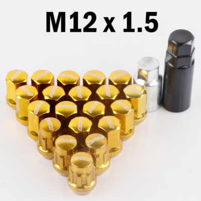 M12x1.5 RAYS 17HEX 32mm Gold Steel Wheel Lug Lock Nuts 20pcs /set