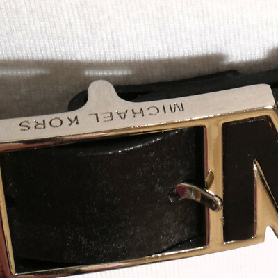MICHAEL KORS Black Textured Leather Signature MK Logo Buckle Waist Belt S MICHAEL KORS Black Textured Leather Signature MK Logo Buckle  main image 2