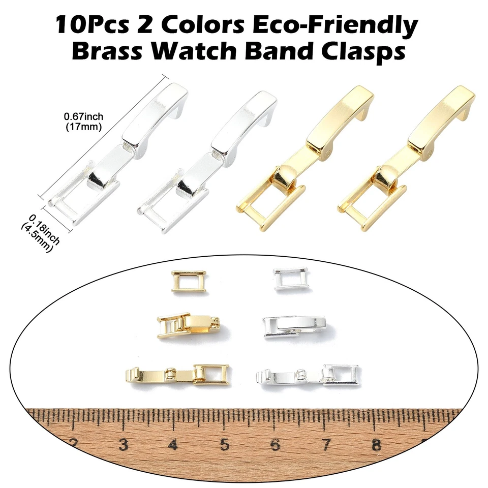 10Pcs Fold Over Jewelry Clasps Brass Watch Band Clasps Jewelry Extender Clasps - Image 2 of 4