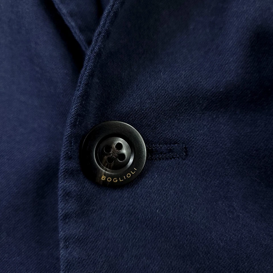 $2095 Boglioli Azul Marino Calce Ajustado Lana Seda K Chaqueta Para Hombres Talla Italia 56R EE. UU. 46R Foto 4 de 4