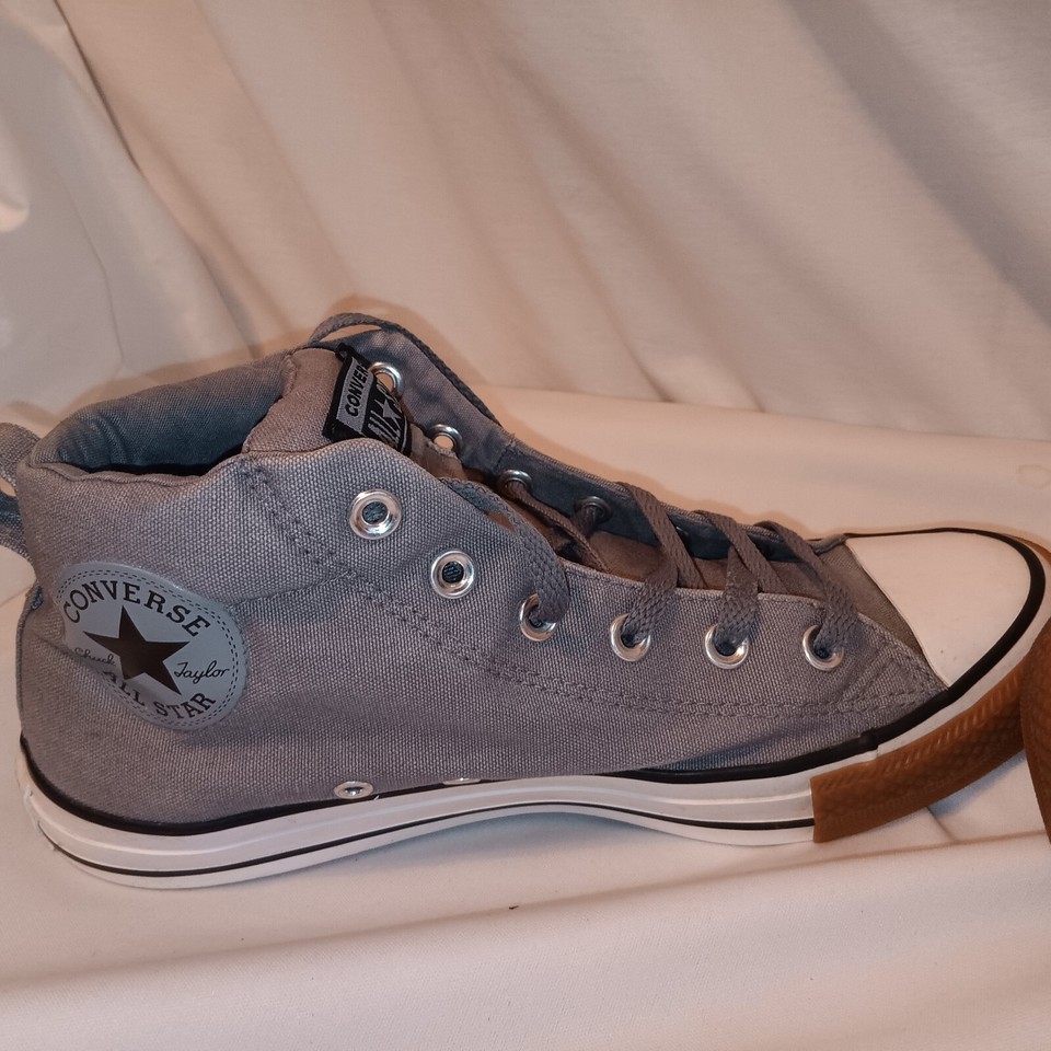Converse Men's 8 Chuck Taylor Street Mid Hi Top Gray Cushioned Sneakers