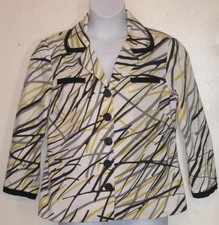 Randy Kemper misses sz 14 white black yellow print jacket blazer USA MADE j143