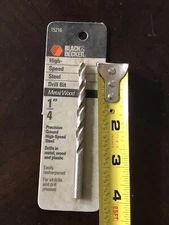 BLACK & DECKER High Speed  Steel Drill Bit Metal Wood 1/4" Made in USA - NOS