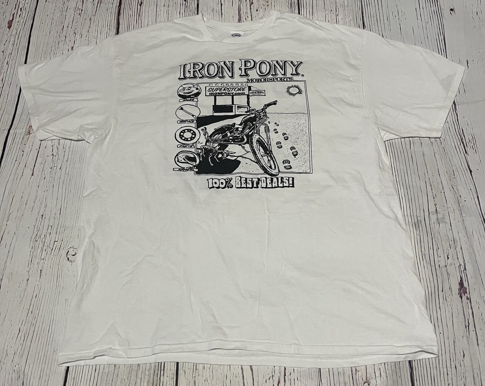 Camicia vintage Iron Pony Motorsport grafica doppio lato uomo taglia 2XL ciclo