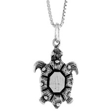 925 Sterling Silver Detailed Dotted Sea Turtle Pendant 25/32 20mm Inch Tall