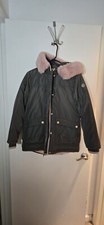 Michael Kors Girls     Youth Hooded Puffer Jacket: Green, Size 14 Faux Fur