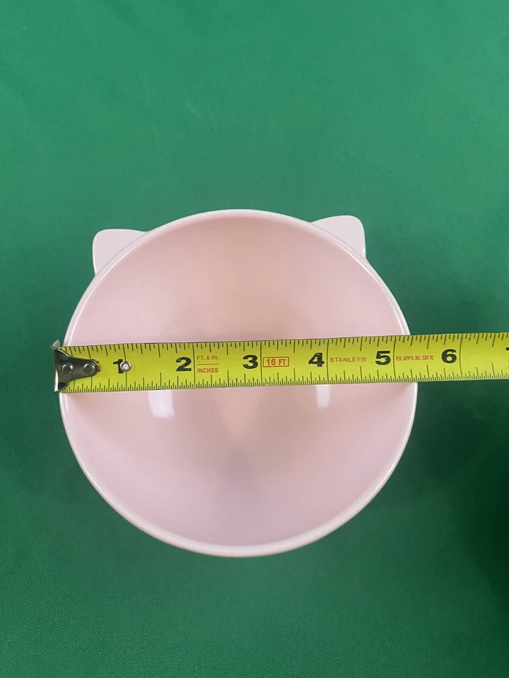 Набор (4) Cat Kitty хлопья миска блюдо б/у в отличном состоянии резиновый стопор низ розовый - Изображение 4 из 4