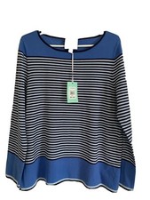 Sale to Sable Women's Cotton Sweater Blue Stripe Size Large $198 
