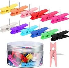 Multicolored Wooden Clips Push Pins Clips Pushpin Tacks Wooden Crafts Pins for C
