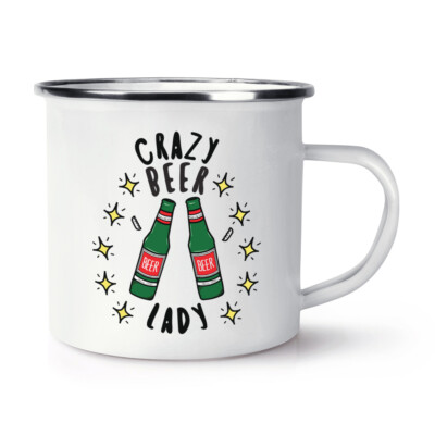 Crazy Beer Lady Sterne Emaille Becher Tasse lustig Witz betrunken Mama Muttertag