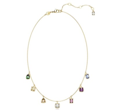 SWAR0VSKI Chroma Mixed Cuts Multicolored Gold-Tone Plated Necklace 5662918
