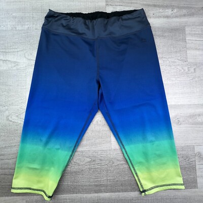RBX Capri Leggings Womens Extra Large Blue High Waist Live Life Active Yoga Gym