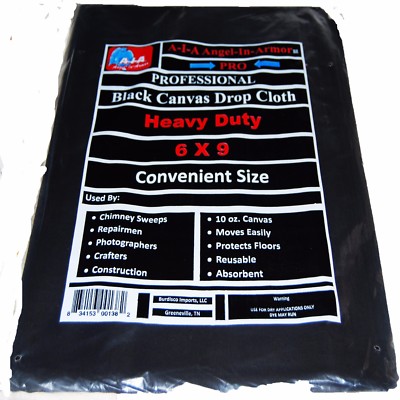 Black Canvas Drop Cloth / Chimney Sweep / 6 X 9 / 10 oz. Photography Background