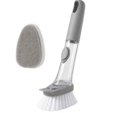 2-in-1 Soap Dispensing Dish Brush with Refill Head – Scrubber for Dishes & Pans