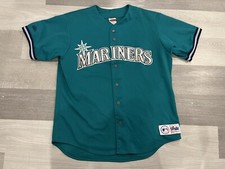 RARE 1994 MAJESTIC SEATTLE MARINERS TEAL WHITE OUTLINE BASEBALL JERSEY sz Large