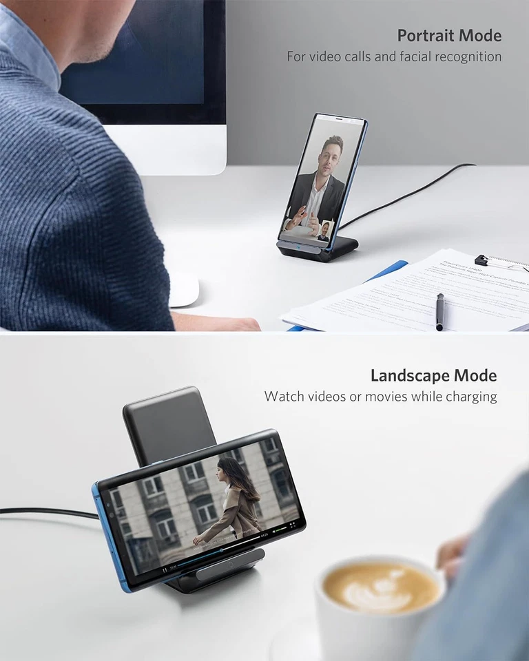 Anker 313 Wireless Charger (Stand), Qi-Certified 10W Fast-Charging - Image 4 of 4