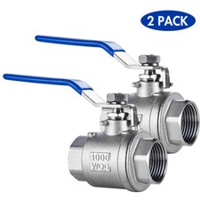 1-1/4" inch ball valve Stainless Steel 2Pc full Port for Water, Oil, Gas 2Pack
