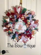 Handmade Gingerbread Love Christmas Holiday Ribbon Door Wreath 22 ins W56