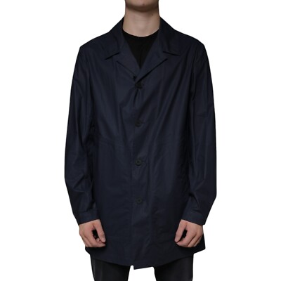 ESEMPLARE Jacket Dark Blue Cotton Button Down Long Coat Men IT54/US44/XL 500usd