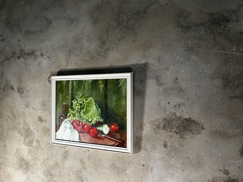 Still Life Vintage Oil Painting Of Garden Vegetables by J Melville White Frame - Picture 7 of 8