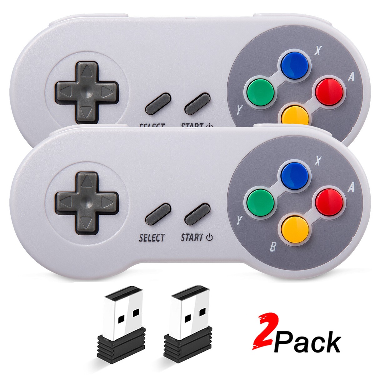 2Pack 2.4G Wireless USB SNES Controller Gamepad Joystick For PC