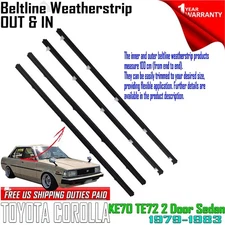 FOR TOYOTA COROLLA KE70 TE72 2-DOOR SEDAN FRONT OUTER INNER BELT  WEATHERSTRIP