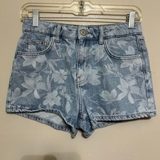 ZARA Girl's Denim Shorts Size 13-14 CM 164 Blue Floral Print Light Acid Wash