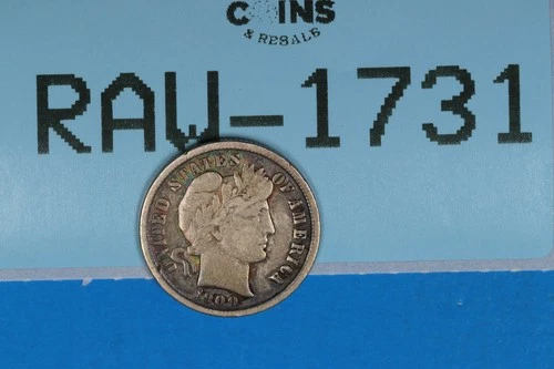 1900 10C LIBERTY HEAD BARBER SILVER DIME Early US Type RAW-1731
