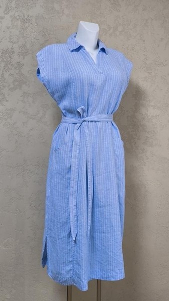 Women Laura Ashley Dress White Linen 40 / L / 48