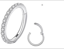 1x Titanium CZ Hinged Pitch Open Small Clicker Septum Cartilage Ear Nose Ring
