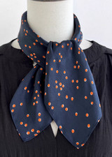 100 Silk 20" small Square Scarf Women neckerchief Wrap dot navy blue soft WY130