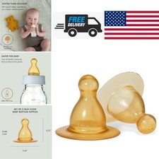 Replacement Fast Flow Bottle Nipples 2 Pack Natural Rubber Eco Friendly BPA Free