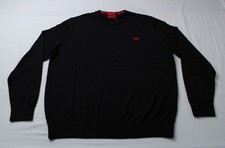 Hugo Men's Cotton Red Logo Label Crew Neck Sweater EJ3 Black Size 2XL NWT