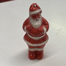 Vintage Hard Plastic 3 Tall Mid Century Santa Claus Figurine/Candy Holder E