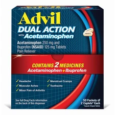 Advil Dual Action Caplets 250 Mg Ibuprofen/500 Mg Acetaminophen 2 x 50 (100 ct)