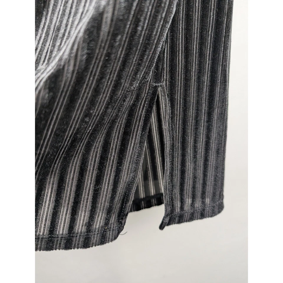 Maxi Falda Plisada Terciopelo Terciopelo Negro Downeast S Bolsillos Elásticos Capricho Y2K Foto 4 de 4