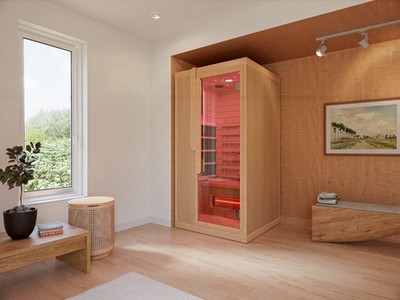 Infrarotkabine 1 Person 1700W Hemlock Mica Redlight Heater Klarglas Tür Sauna