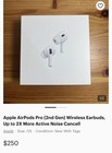 Apple AirPods Pro 2nd Gen Wireless Earbuds w/ MagSafe Case, ANC White — photo 2