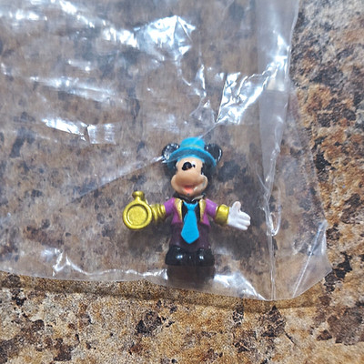 Disney Mickey Mouse Mini Figurine Teal Hat Purple Jacket Gold Accessory 1''