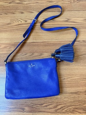 kate spade new york Cobalt Blue Pebbled Crossbody Bag with Tassel Accent