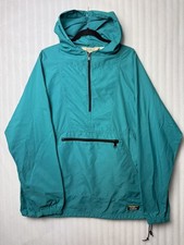 Vintage 90s LL Bean Anorak Hooded Jacket Mens L Teal Pullover Mountain Classic