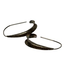 Vintage Mexico 925 Sterling Silver Hammered Crescent Hoop Earrings - 7g