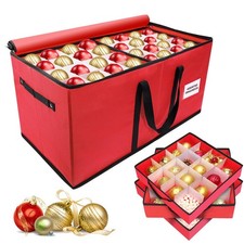 TKYHRMAS Christmas Ornament Storage Box, Ornament Storage Container with 8 Trays