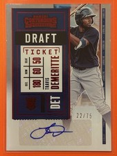 2020 Panini Contenders Travis Demeritte Draft Ticket Auto /75 #160 Baseball