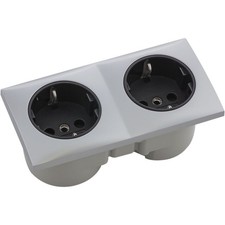 BERKER Integro Flow Doppelsteckdose  chrom matt, Steckdose schwarz