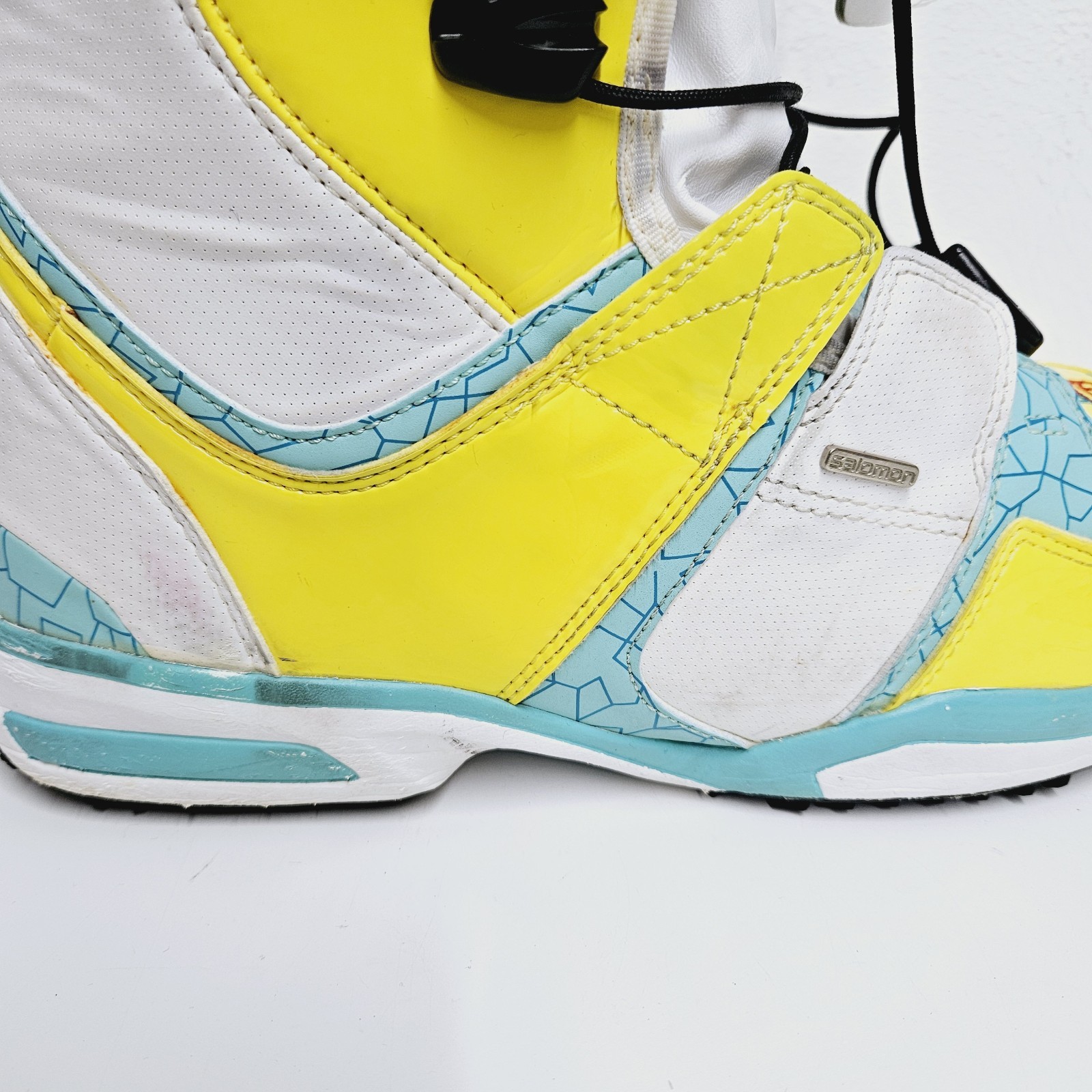 Stivali da snowboard Salomon Dialogue Select taglia UK 8 5 bianco giallo blu