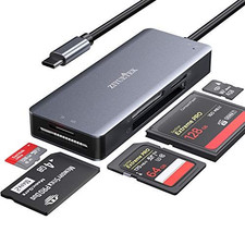 USB C SD Card Reader,5- in-1 Aluminum Thunderbolt 3 Memory TYPE-C, GREY