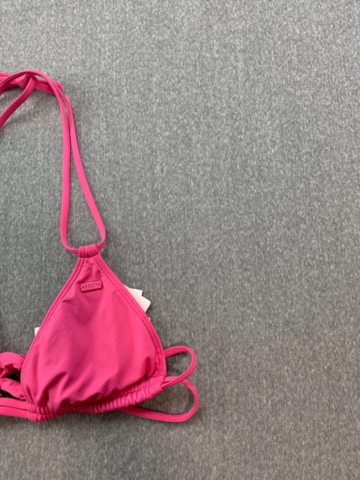 Roxy SD Beach Classics Mini Tiki Triangle Bikini Swimsuit Top Women L Pink Soft - Image 4 of 4