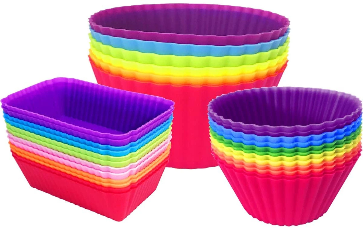 Silicone Cupcake Liners Baking Cups Non-Stick Jumbo Reusable Muffin Molds Bento